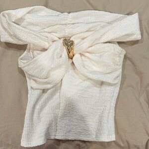 Elegant Cream Textured Women's Top